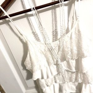 Ruffled lace spaghetti strap